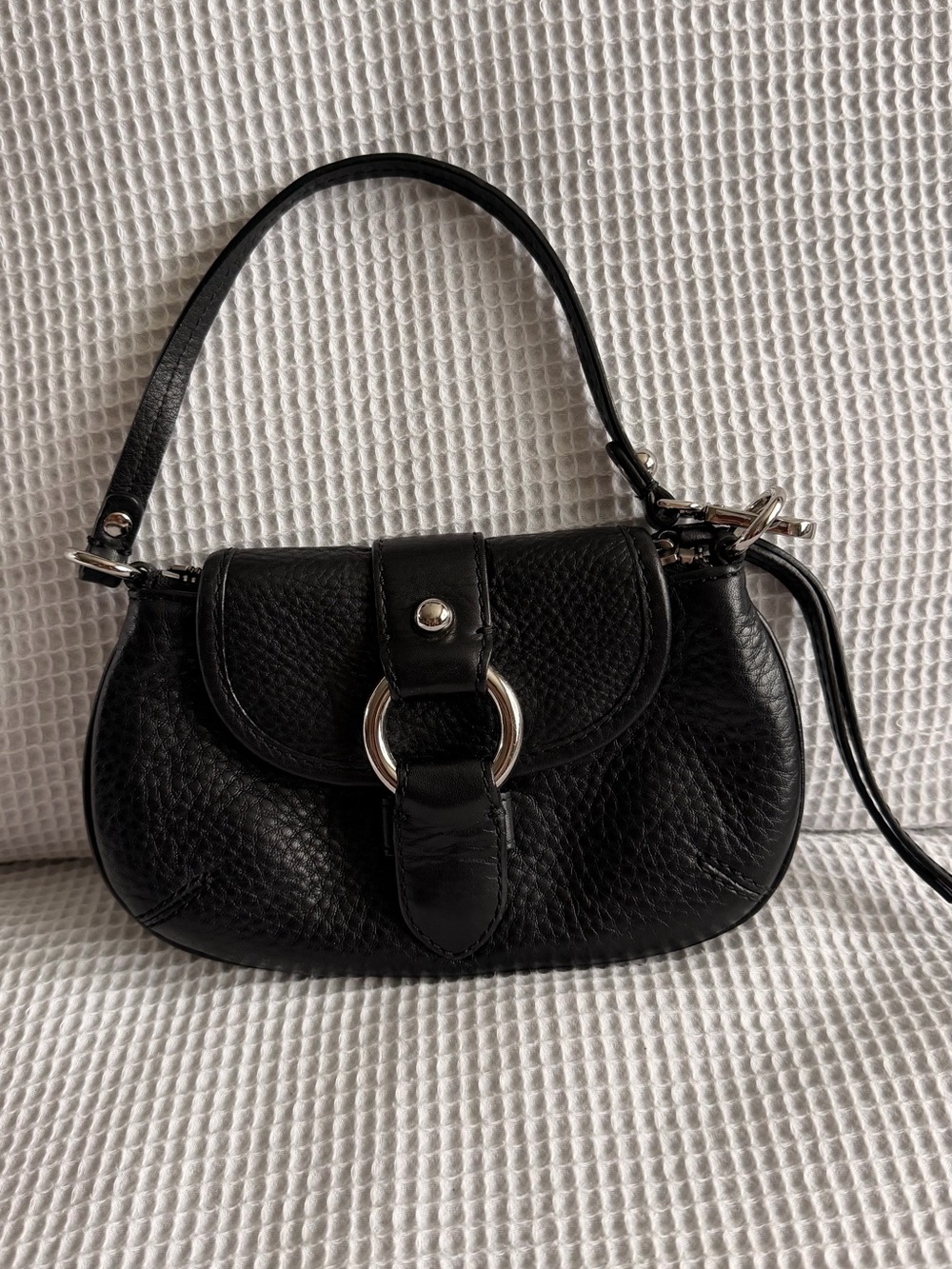 Banana Republic mini bag featuring a distinctive silver-tone ring flap